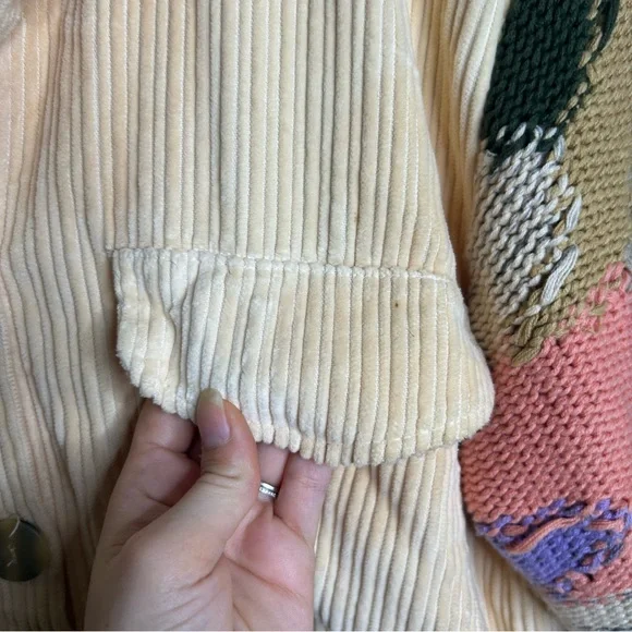 Anthropologie Pilcro Crochet Sleeve Multicolor Button Down Shacket Size M - Picture 13 of 16